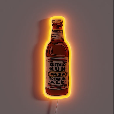 Vintage-inspired LED sign of Buffalo Run Amber Ale beer bottle