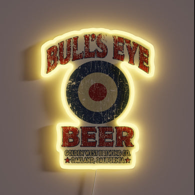 Vibrant RGB LED beer sign features iconic bullseye design perfectly.