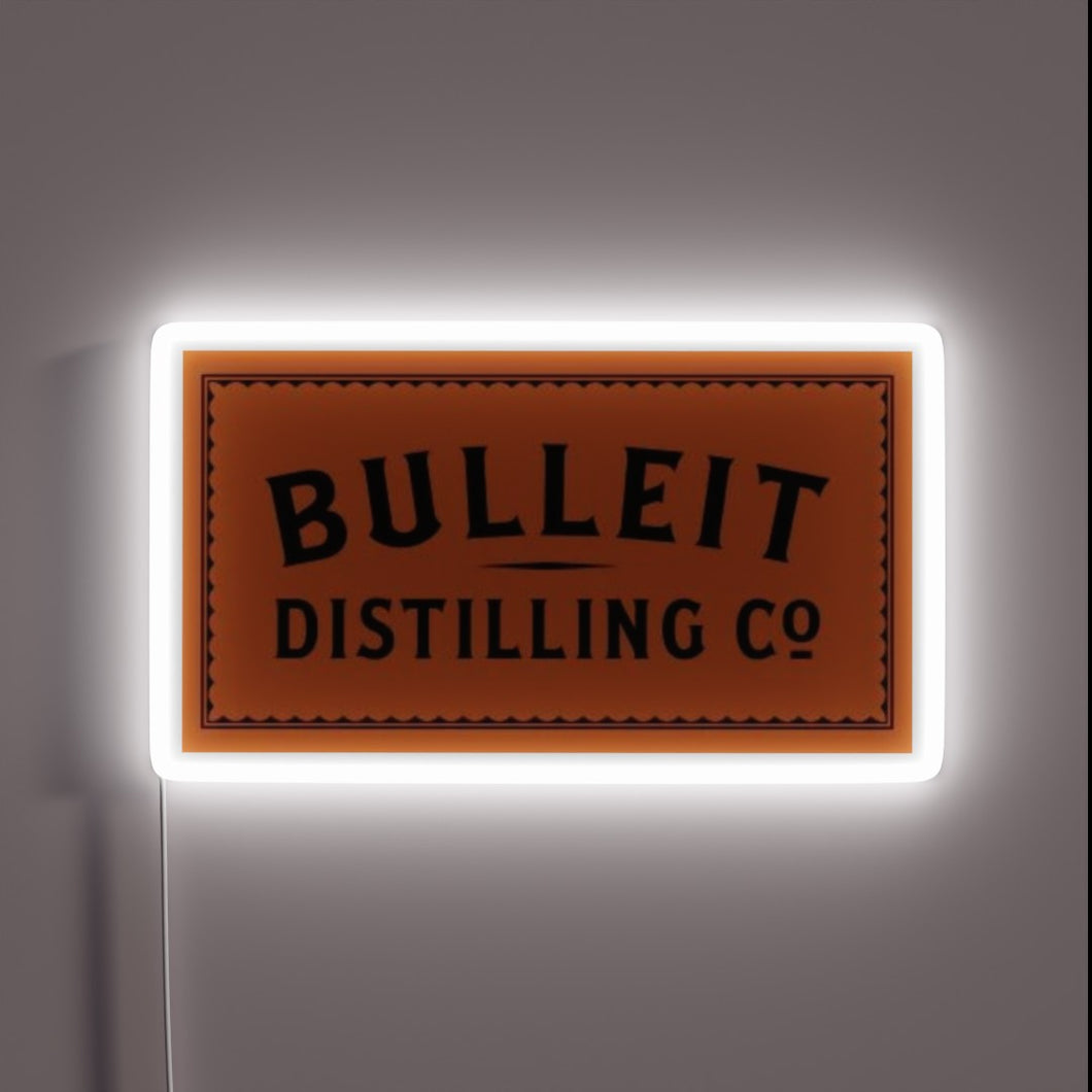 Neon Lit Sign Featuring Bulleit Distilling Co's Iconic Bourbon Logo