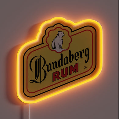 Bundaberg Rum neon sign with polar bear logo.