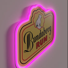 Load image into Gallery viewer, Brightly illuminated Bundaberg Rum logo illuminates any dark space instantly