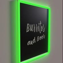 Load image into Gallery viewer, Brighten your space with vibrant Burritos &amp; Beer neon glow