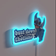 Load image into Gallery viewer, Neon sign in bold letters reads &#39;Bust Down&#39; in RGB colors.