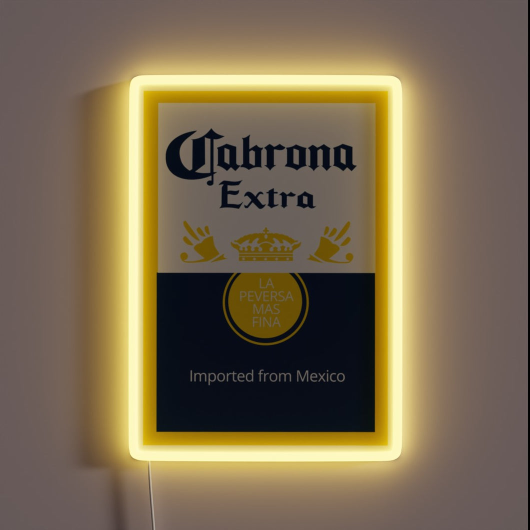 Eye-catching RGB neon sign with bold 'Cabrona' Las Vegas-style design.
