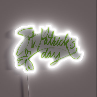 Luminous St. Patrick's Day Decor with Vibrant Neon Calligraphy Letters