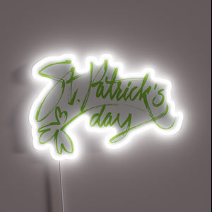Luminous St. Patrick's Day Decor with Vibrant Neon Calligraphy Letters