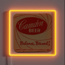Load image into Gallery viewer, Neon beer sign featuring iconic Camden Brewery colors in RGB