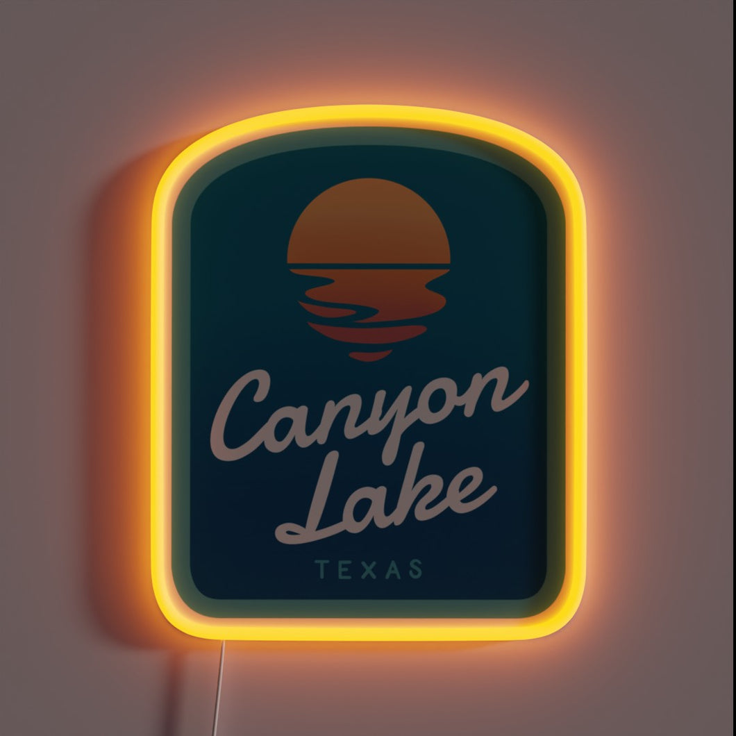 Vibrant RGB neon glow illuminates tranquil Texas Hill Country scenery.