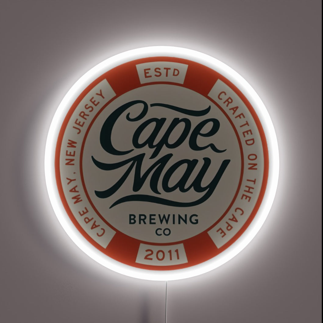 Cape May Brewing Co. neon sign with white LED border