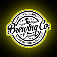 Load image into Gallery viewer, Captain Jack Hearsay s Brewing Company Home of the Mega Pint RGB neon sign yellow