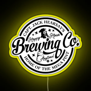 Captain Jack Hearsay s Brewing Company Home of the Mega Pint RGB neon sign yellow