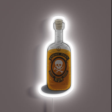 Glowing neon sign featuring Captain Jack's Special Rum Reserve logo