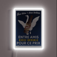 Load image into Gallery viewer, Vintage French neon beer sign with vibrant RGB lighting effect