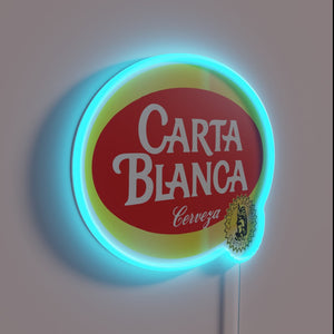 Elegant RGB neon light display in sleek white frame design.