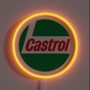 Neon LED Sign: Castrol Oil Brand Logo Illuminated Design Art