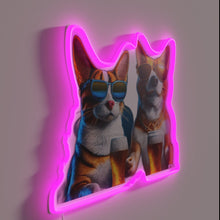 Load image into Gallery viewer, Cuddly cat and dog duo relaxing together in glow.