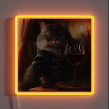 Load image into Gallery viewer, Vibrant cat wine connoisseur&#39;s statement piece in radiant RGB lighting