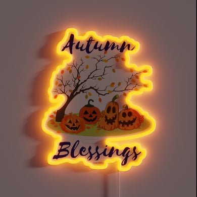 Vibrant autumnal colors shine bright on this glowing neon sign