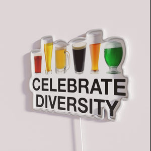 RGB Neon Sign Celebrating Diversity and Inclusion with Beer Lover's Spirit
