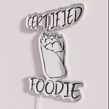 Load image into Gallery viewer, Certified Foodie Vegan Lifestyle Neon Sign for Home Decor Kitchen.