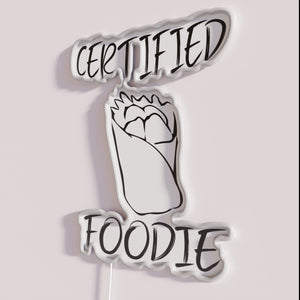 Certified Foodie Vegan Lifestyle Neon Sign for Home Decor Kitchen.