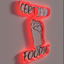 Load image into Gallery viewer, Certified Vegan Foodie Sign with Bright RGB Neon Accents