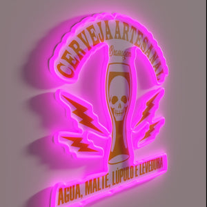 Authentic Artisanal Craft Beer Neon Sign in Vibrant RGB Colors