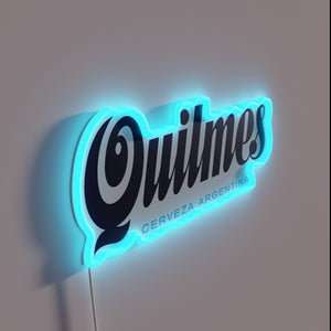 Add authentic Argentine flair with this vibrant Quilmes logo sign.
