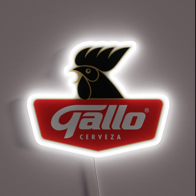RGB illuminated sign featuring the iconic Guatemalan beer logo prominently