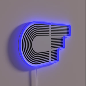 Vibrant RGB Neon Sign Featuring C F Logo Illuminated Design