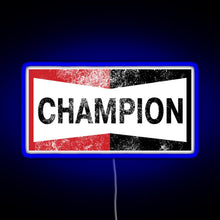 Load image into Gallery viewer, Champion Vintage Logo RGB neon sign blue