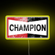 Load image into Gallery viewer, Champion Vintage Logo RGB neon sign yellow