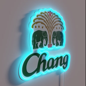 Chang Beer Drink Here in Glowing Neon Electric Sign Letters