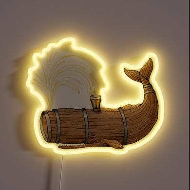 Eye-catching RGB Neon Sign Featuring A Whales Drunken Cheerful Face
