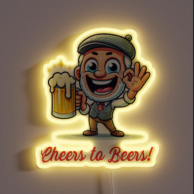 Neon bar decor with colorful RGB lighting for beer enthusiasts.