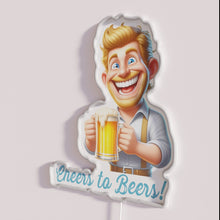 Load image into Gallery viewer, Colorful neon beer bar sign with RGB lighting options available.