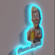 Load image into Gallery viewer, Neon beer bar decoration with colorful glowing RGB lights inside.