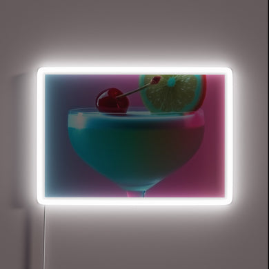 Vibrant Cherry Martini Neon Sign with RGB Color Changing Effect
