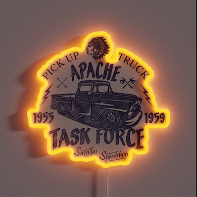 Chevrolet Apache Task Force Series Neon Sign with Colorful RGB Lighting