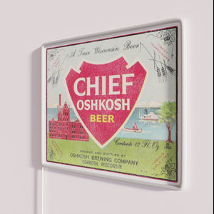 Vintage Chief Oshkosh Beer Neon Sign Collectible Retro Wisconsin Breweriana Decor
