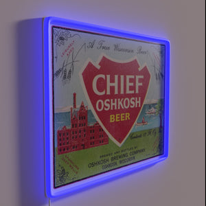 Vintage neon sign advertising defunct Wisconsin brewery, Chief Oshkosh Beer
