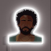 Load image into Gallery viewer, Childish Gambino neon sign silhouette with white LED border