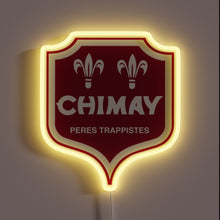 Load image into Gallery viewer, Chimay beer neon sign with red shield and yellow LED glow