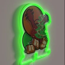 Load image into Gallery viewer, Colorful Neon Sign Featuring Cartoon Guitar and Beer Can Illustration