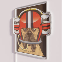 Load image into Gallery viewer, Neon Cleveland Browns Beer Helmet Design RGB Glass Sign Decor