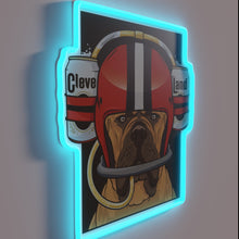 Load image into Gallery viewer, Bright neon design celebrates Cleveland Browns beer helmet spirit proudly