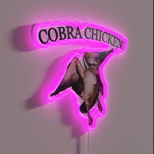 Boldly illuminated Cobra Chicken logo for a fierce statement piece.