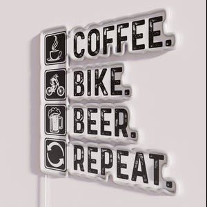 Vibrant Coffee Bike Beer Looping Fun Retro Bar Sign Decor