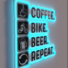 Load image into Gallery viewer, Caffeine fuels adventures with friends in vibrant colorful neon glow