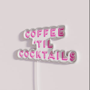 Neon bar decor for coffee to cocktails party atmosphere vibes